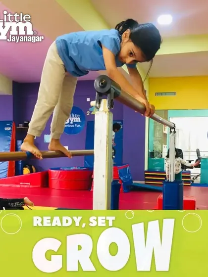 Ready, set, grow! This student is mastering her balance and form on the bars, a testament to the focus and strength our classes build.