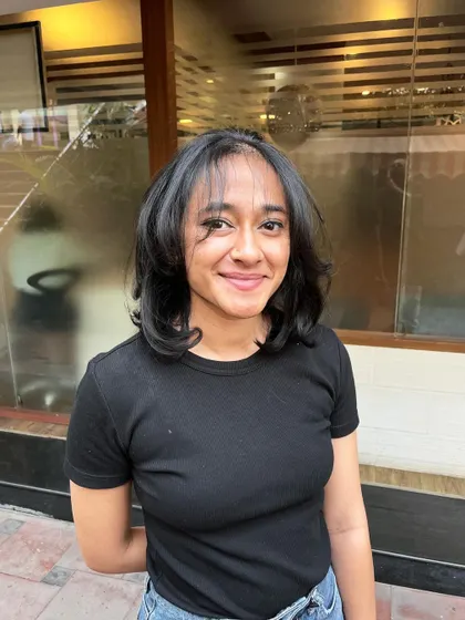 This cut creates the illusion of thicker, fuller hair.
