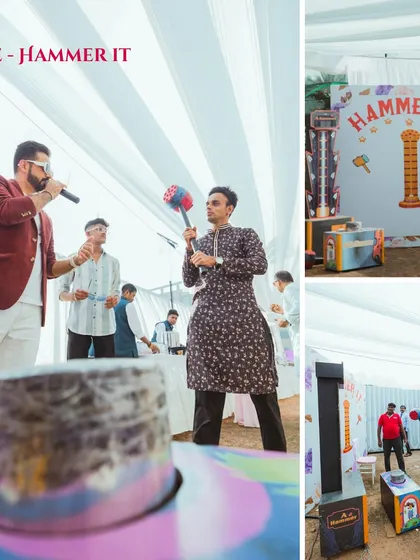 The "Hammer It" strength tester game brought out the competitive spirit in guests. Carnival games are a great way to add an element of interactive fun to any party.