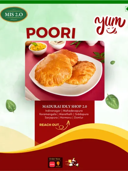 Puffed to perfection, our pooris are light, airy, and melt in your mouth. We serve them hot and fresh, ready to be paired with our potato masala.
