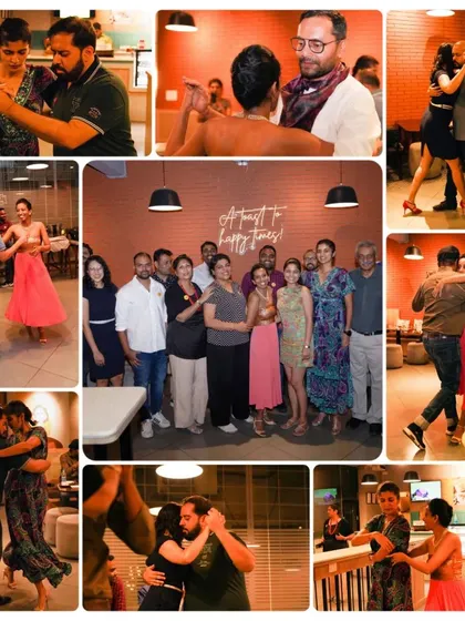 More happy moments from our anniversary milonga. The central image shows our group together, surrounded by snapshots of the beautiful dances shared throughout the night.