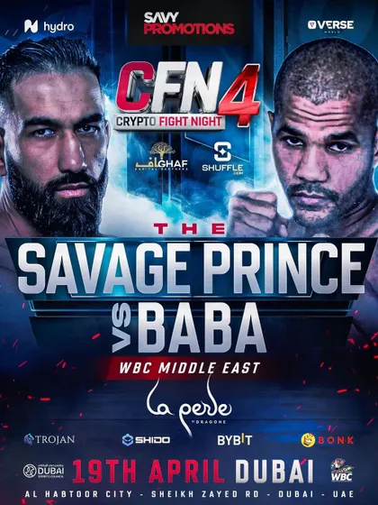 The WBC Middle East title fight poster for CFN4 in Dubai.