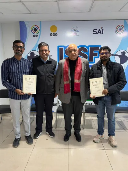 Our coach Ramesh Mali receiving his ISSF 'B' Judge certificate, a moment of pride for the entire club.