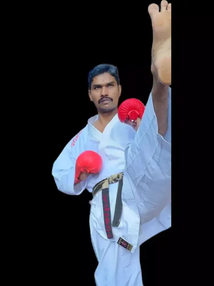 A demonstration of a high kick (Jodan Mawashi Geri). Flexibility, balance, and power are the three core components of a strong karate kick.