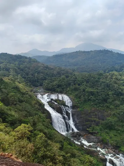A view of the stunning Mallalli Falls, which we often visit as part of the Kumaraparvatha trek itinerary, offering a spectacular sight.