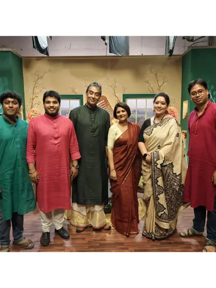 On the set of a television show with Sarod Maestro Dr. Rajeeb Chakraborty ji and eminent vocalist Jayati Chakraborty di. It was a blissful morning of creating music together.