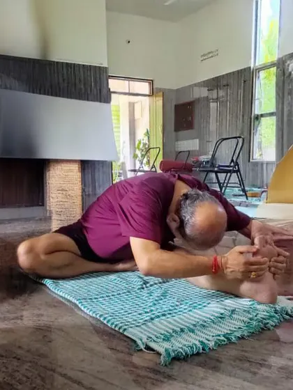 Additional images from my personal practice and teaching sessions, demonstrating a wide variety of asanas and the use of props. Each photo shows a moment of exploration in the journey of yoga.