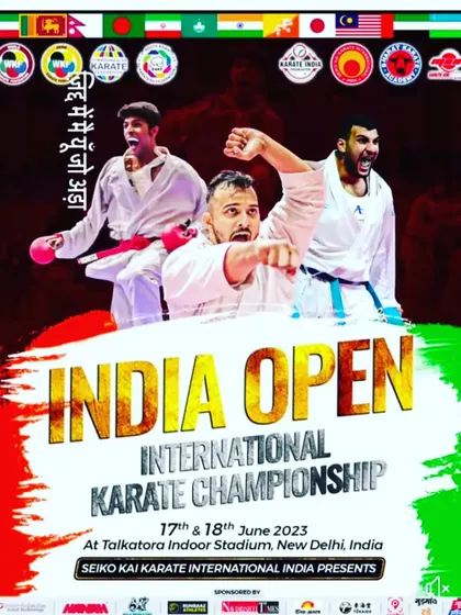 The official poster for the India Open International Karate Championship, an event we proudly prepare our students for.