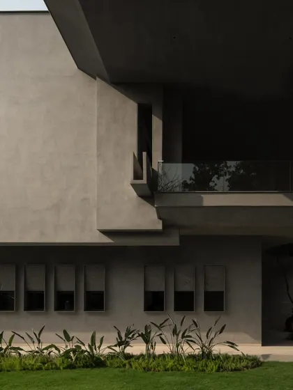 Various exterior perspectives that capture the dynamic geometry and the dance of light and shadow across the concrete surfaces throughout the day.