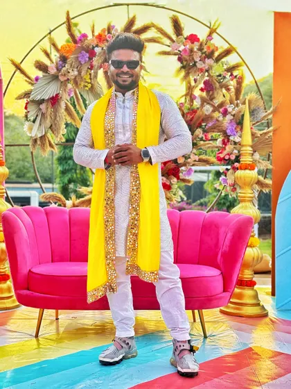 My outfit for a Haldi carnival, perfectly matching the vibrant and festive mood.