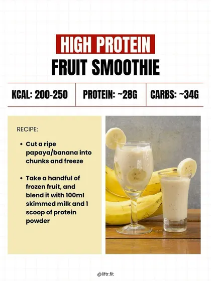 Our personal favorite high-protein fruit smoothie. With 28g of protein, it's a delicious and refreshing way to refuel.