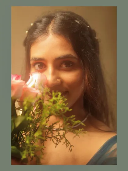 A close-up portrait that captures the ethereal vibe of this custom gown.