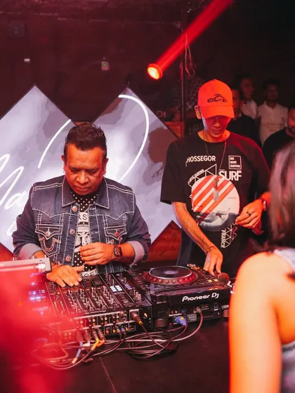On the decks with a talented guest DJ at Magique. The House of Magique is all about great music and collaboration.