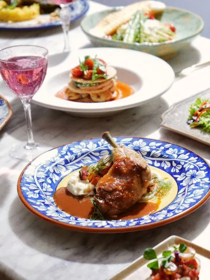 A full view of my four-course lunch fix, featuring a variety of my best dishes.