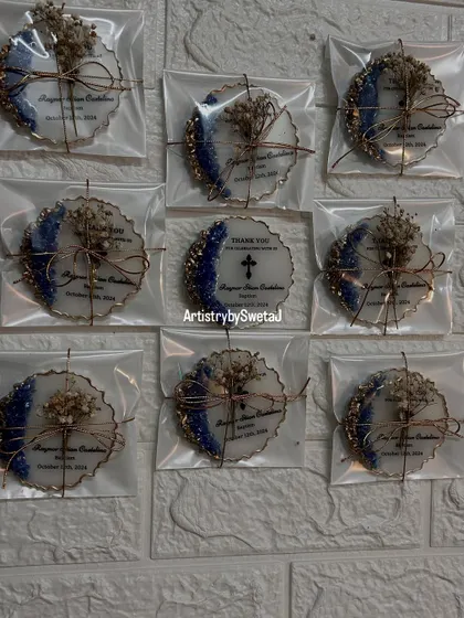 The full set of packaged baptism favors, ready to be gifted at the celebration.