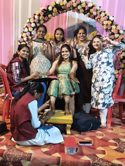 The whole bride squad. It was so much fun doing mehndi for the bride and her friends and family. The energy and happiness were contagious.