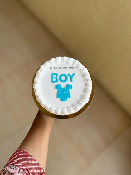 This fire cake revealed "BOY" for an exciting gender reveal celebration.