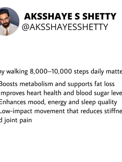 Why does walking 8,000-10,000 steps daily matter? It boosts your metabolism, improves heart health, enhances your mood and energy, and is a low-impact movement that reduces joint pain.
