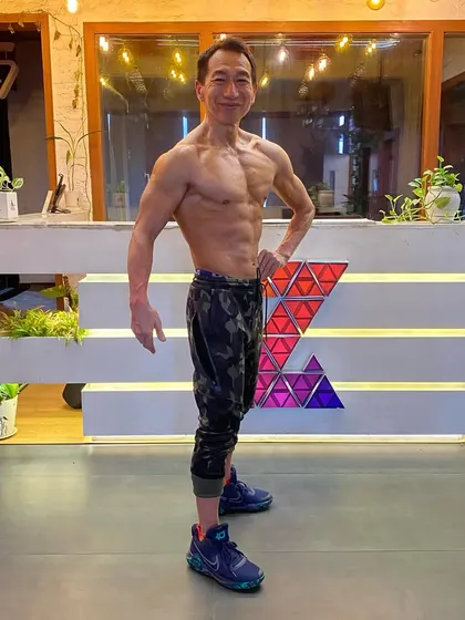 A full-body look at the incredible results of a lifelong commitment to fitness. This showcases the lean muscle and definition that comes from consistent training.