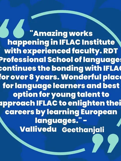 A testimonial from our long-standing partner, RDT Professional School of Languages, highlighting our experienced faculty and the career opportunities we create for young talent.
