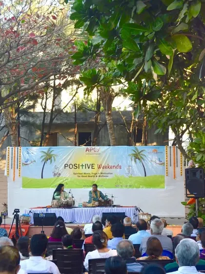 A view of one of our 'Positive Weekends' concerts, held in a beautiful green space. We are committed to creating events that are not only musically enriching but also promote sensitivity towards the environment.