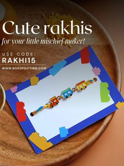 We haven't forgotten the little mischief-makers. This cute train-themed Rakhi is perfect for the youngest members of the family, making their celebration just as special.