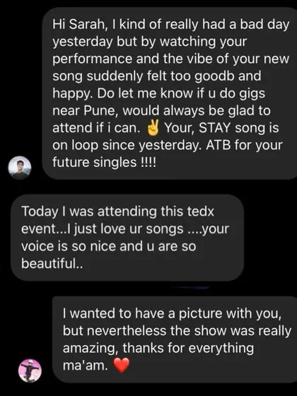 Some of the lovely messages we received after the TEDx performance. This kind of feedback makes everything worthwhile.