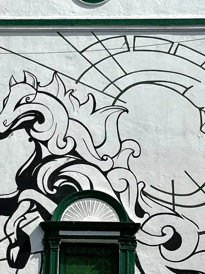 A close-up of the horse mural. The design is simple but has that dynamic movement and flow that's part of my style.