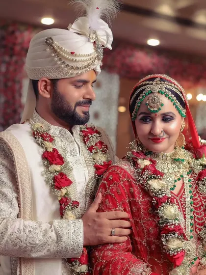 A beautiful portrait of the bride and groom, capturing their loving expressions.