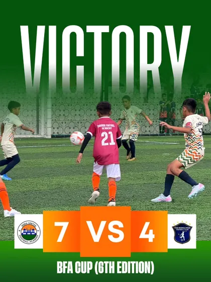We bounced back in the semi-final with a high-energy 7-4 victory against The Rising Stars FC. Vihaan Chaturvedi was named MVP for his exceptional contribution in a match that booked our ticket to the final.