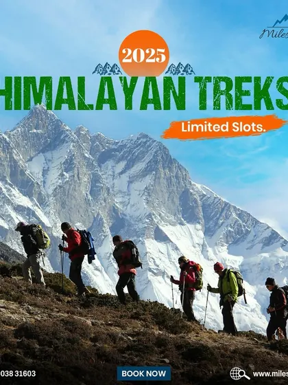 Announcing our 2025 Himalayan Treks. This graphic highlights the call to adventure with a classic image of trekkers ascending a snowy ridge, emphasizing that slots are limited for these premium expeditions.