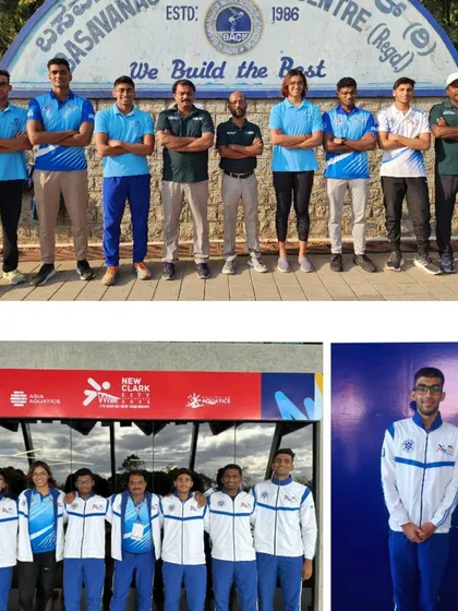 Our swimmers and coach ready to represent India at the 11th Asian Age Group Championships in the Philippines.