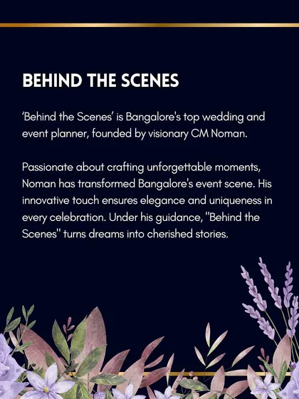 A profile of our partner, Behind The Scenes, highlighting their passion for crafting unforgettable moments and turning dreams into cherished stories.