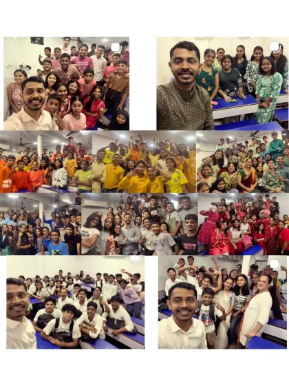 A look back at the moments that define us. This collage captures the vibrant community spirit at Sai Classes, from classroom selfies to festive celebrations with our students and teachers.