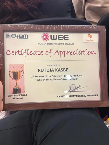 A close-up of my Certificate of Appreciation. This award is a feather in the cap for Soaps N More.