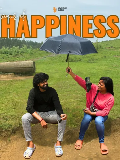 A playful moment in the meadows of Kodaikanal. Our trips are filled with laughter and creating fun memories.