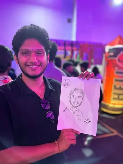 Deepak with his caricature at the Zee Cafe Anime Fan Fest. The pop culture vibe was amazing.