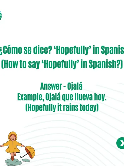How do you say 'Hopefully' in Spanish? Learn the word 'Ojalá' and see it used in a sentence.