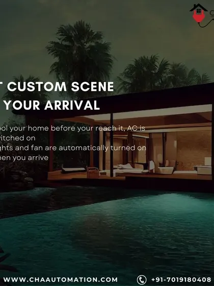 Set a custom 'Arrival' scene for a perfect welcome home. You can program the system to cool your home by switching on the AC before you reach, and have lights and fans turn on automatically as you walk in.