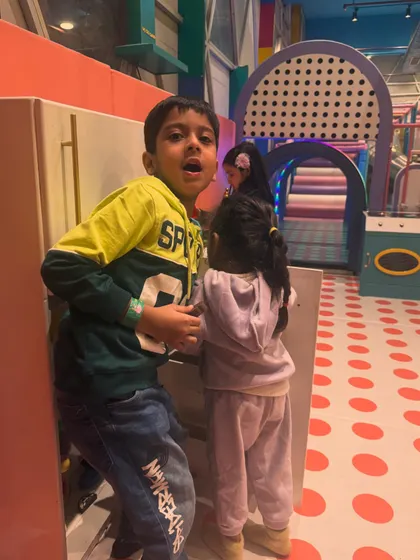 Making new friends is all part of the fun. Our play area is a social space where kids can interact and play together.