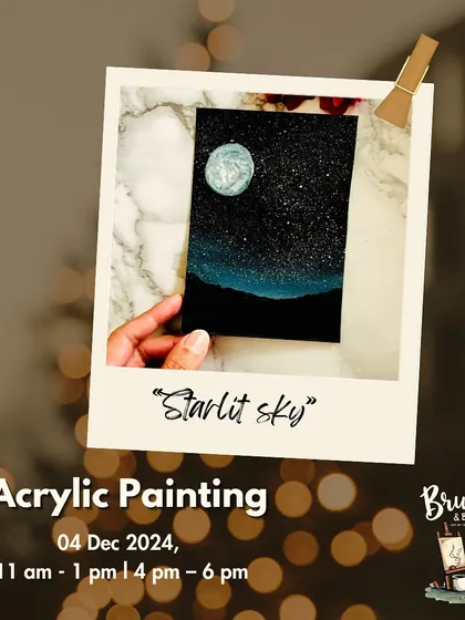 An announcement for our "Starlit Sky" acrylic painting workshop.