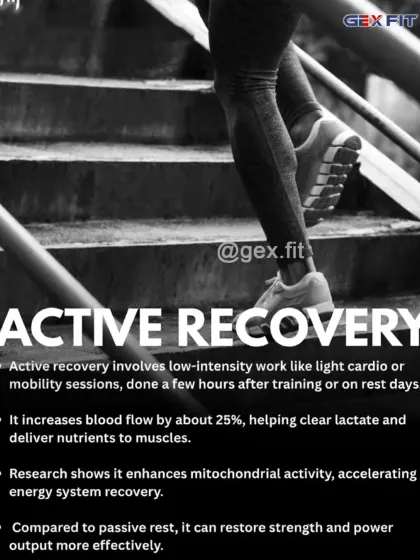 Active recovery, such as light cardio or mobility work, can be more effective than passive rest. It increases blood flow by about 25%, helping to clear metabolic byproducts and deliver nutrients to your muscles, which accelerates the recovery process.