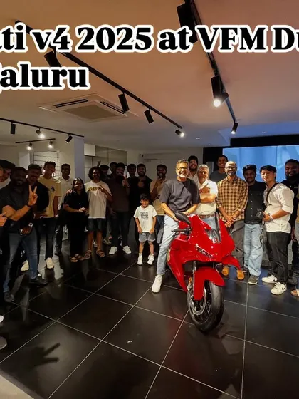 The whole crew at VFM Ducati Bengaluru for the Panigale V4 event. It's always great to connect with the passionate Ducati community.
