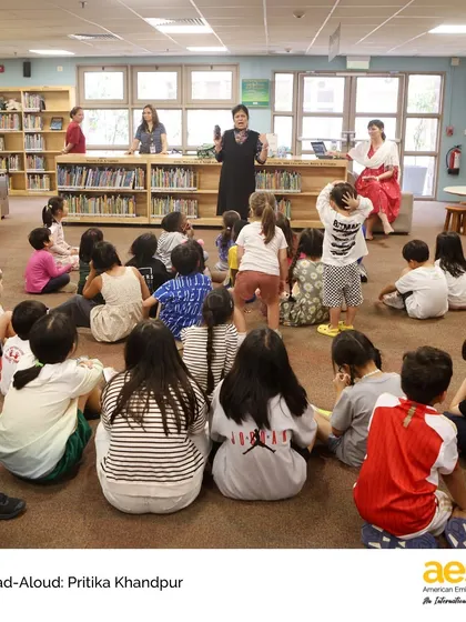 The Elementary School library hosts a read-aloud with guest storyteller Pritika Khandpur. We create engaging literacy events after school to foster a love of reading in a fun, interactive way.