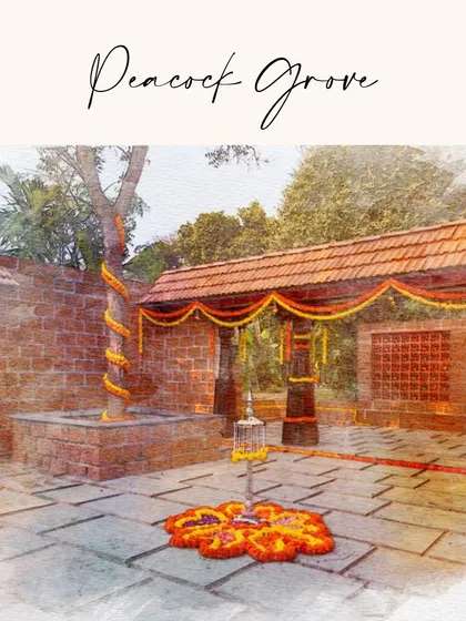 A duplicate image of the beautiful Peacock Grove, showcasing its traditional stone and tile architecture, perfect for a culturally rich wedding ceremony.