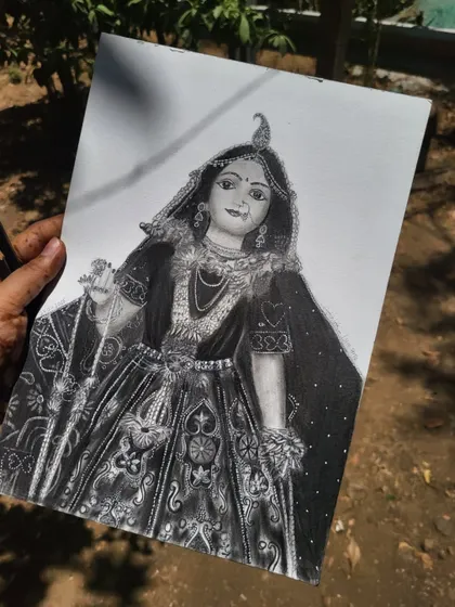 Grace captured in every stroke. This is my finished portrait of Radha Rani, a symbol of pure love and devotion, brought to life in shades of graphite.