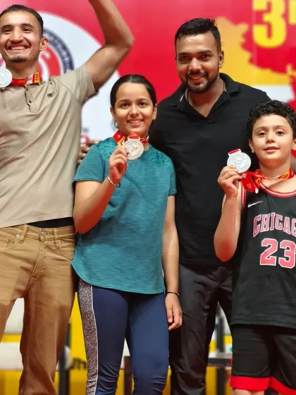 A group of my young fighters, both boys and girls, with their medals. We are building the next generation of champions.