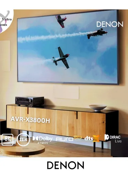 The Denon AVR-X3800H is a powerful 11.4 channel AV receiver that supports 8K video, Dolby Atmos, and DTS:X. With HEOS built-in, it can also stream online music and share it wirelessly between rooms.