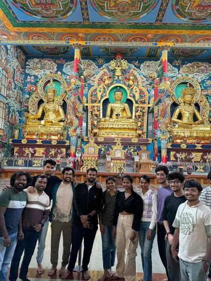 Visiting the colorful and serene interior of the Golden Temple in Bylakuppe. It's a peaceful and spiritually enriching stop on my Coorg and Chikmagalur trips.