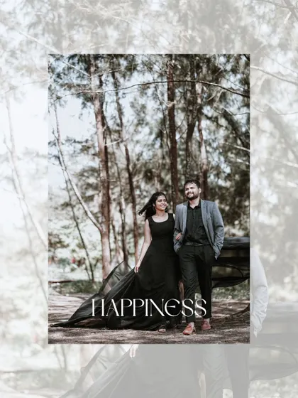 A romantic and moody shot of the couple walking through a forest in Goa, their dark outfits creating a beautiful contrast with the natural light.